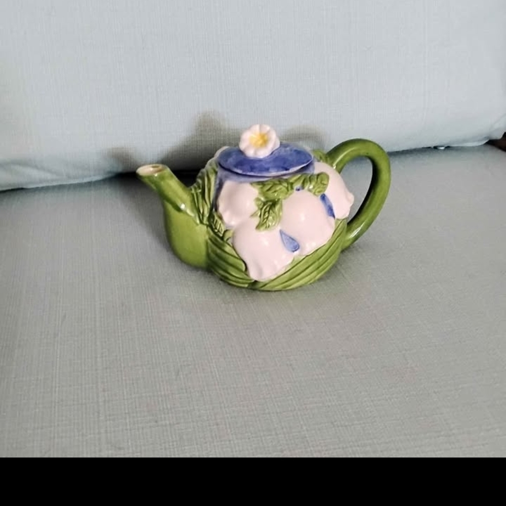 Floral Ceramic Teapot Handmade And Hand Painted.